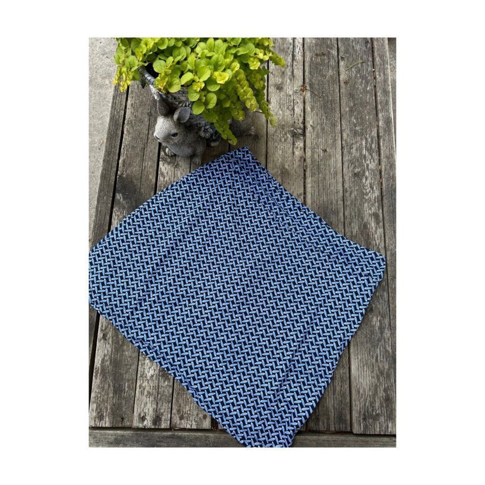 Seg'Ments Luxe Activewear Skort Stretch Blue Crosshatch Pattern Sz L